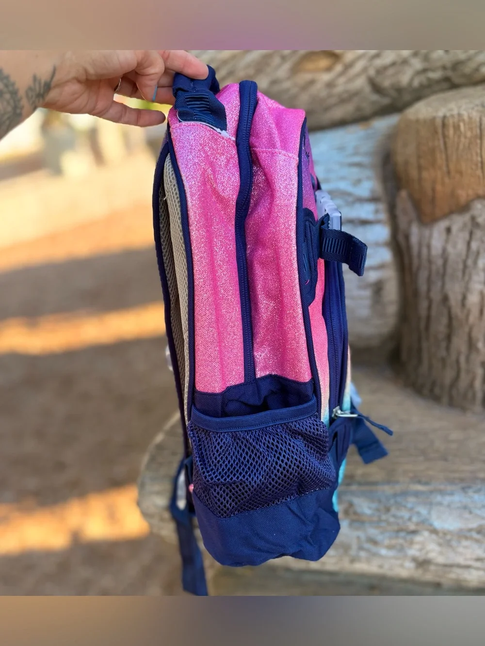 New Pottery Barn Kids Rainbow Ombre Glitter Mackenzie Backpack Size Small